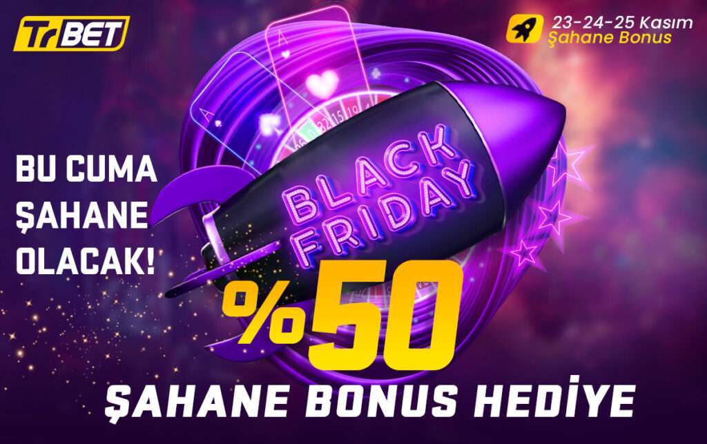 Black Friday heyecanını TrBet ile yaşayın! TrBet'in Black Friday Bonus Kampanyası kapsamında 23-25 Kasım tarihlerinde 3000 TL'ye kadar %50 bonus fırsatını kaçırmayın. Bahis ve casino oyunları için ekstra bonuslarla kazançlarınızı artırın ve TrBet'in avantajlı dünyasında eğlencenin keyfini çıkarın!