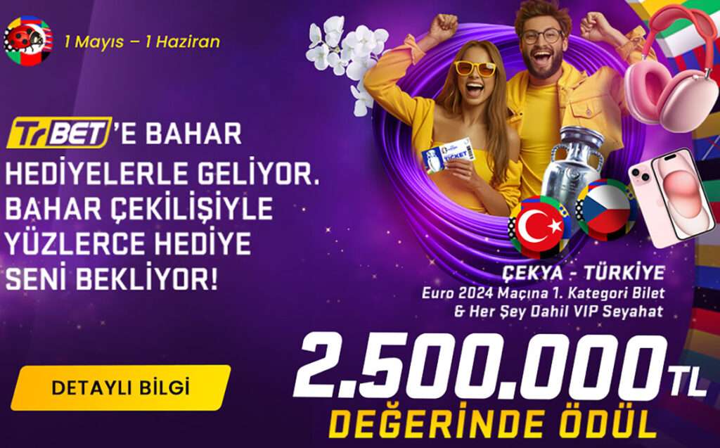 TrBet 2024 Bahar Çekilişi: 2 Milyon TL Ödül Potuyla Büyük Kazanç Fırsatı! TrBet 2024 Bahar Çekilişi ile 2 milyon TL değerinde ödüller kazanma şansını yakalayın! 1 Mayıs - 1 Haziran tarihleri arasında katıl, büyük ödüllerden birini sen kazan!